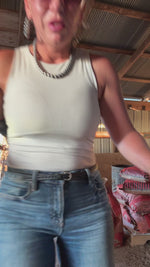 White Silver Bodysuit with Built In Bra Tank Top