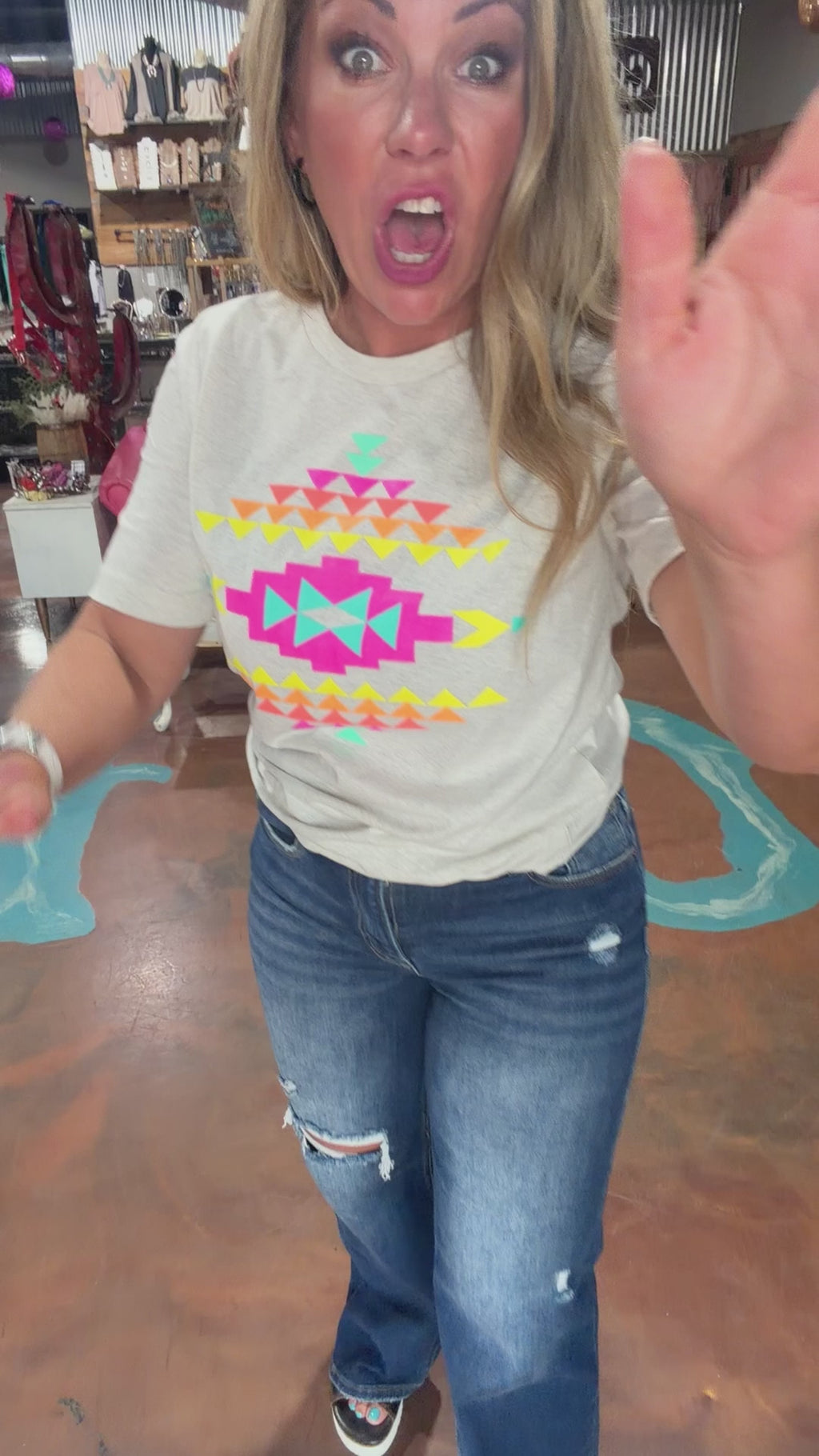 Neon Wild West Aztec Tee - Country Lace Boutique
