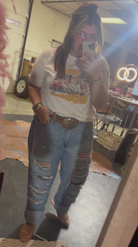 Super Distressed Cello Lightwash Boyfriend Leg Plus Size Jean