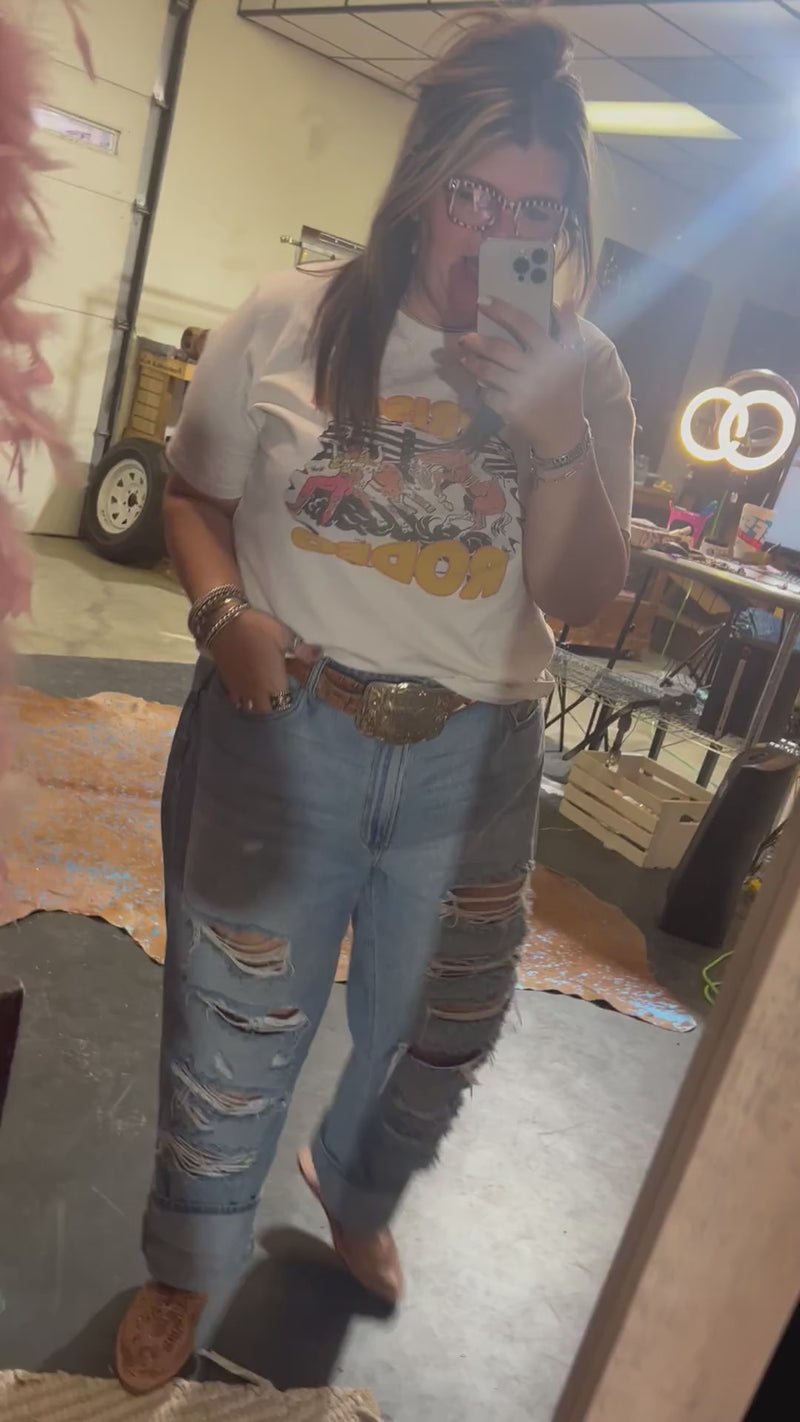 Super Distressed Cello Lightwash Boyfriend Leg Plus Size Jean
