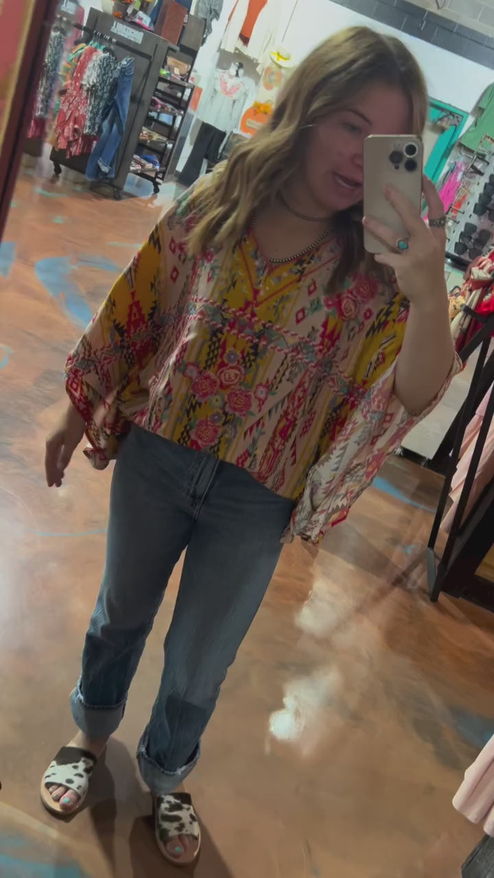Mustard Printed Savannah Jane Top
