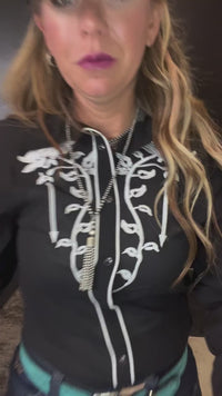 Rodeo Quincy Veronica Black Button up Long Sleeve Top 1