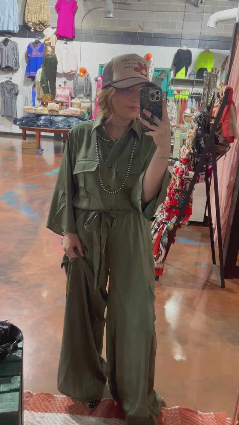 Silky Sage Gree  3/4 length sleeve Romper Jumpsuit