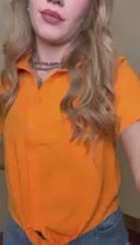 Orange Button Down Crop Front Tie Top - Country Lace Boutique