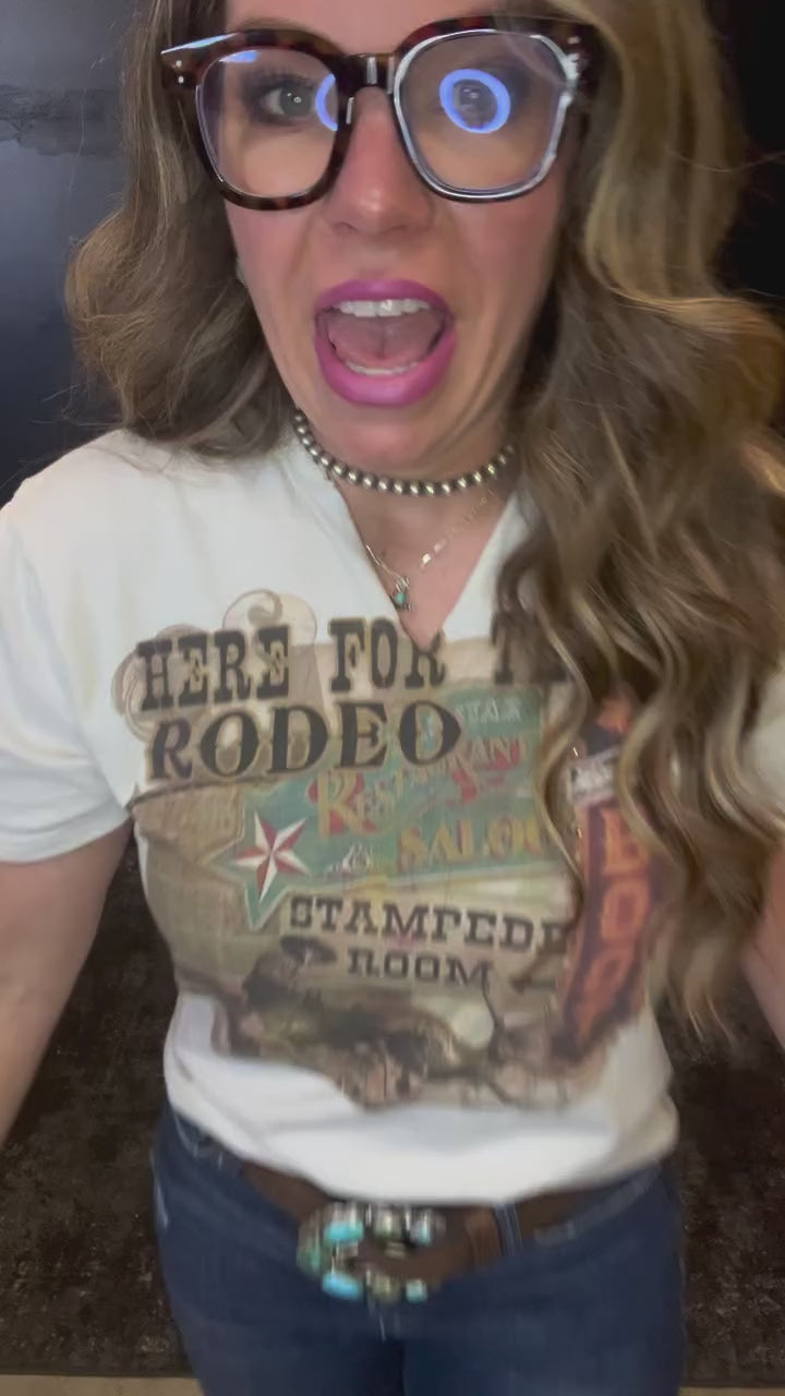 I'm Here for the Rodeo Rhinestone Distressed T-shirt