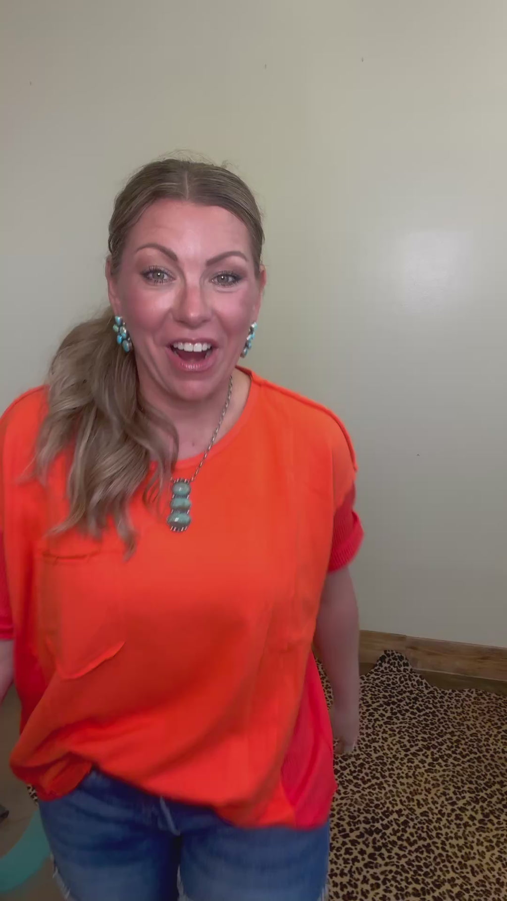 Orange Oversized Dolmon Top - Country Lace Boutique