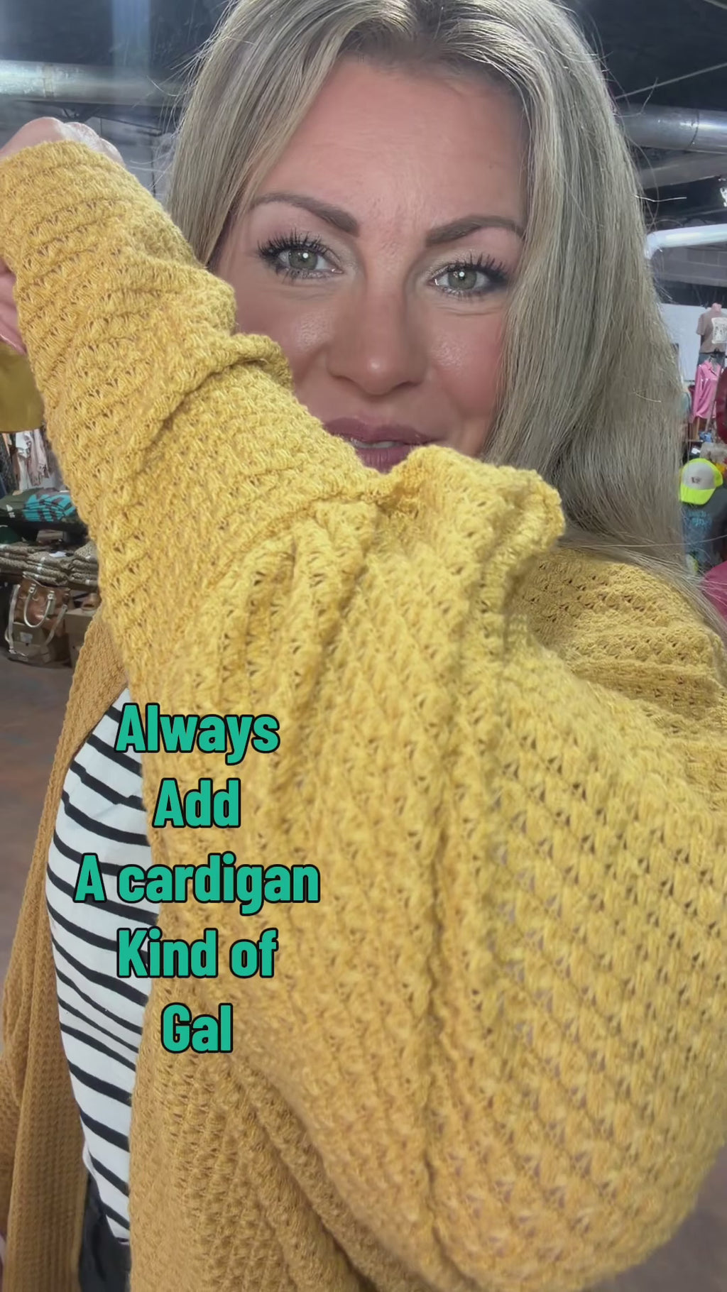 Waffle Mustard Yellow Long Sleeve Dolman Cardigan - Country Lace Boutique