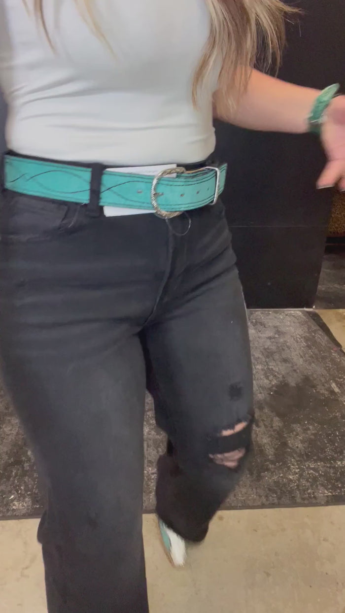 Black Distressed Risen Trouser Jeans