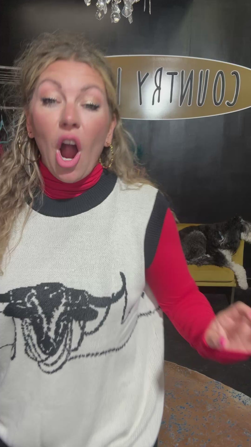 LASSO THE LONGHORN Vest Sweater