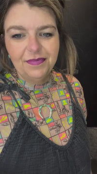 Neon Western Long sleeve Mesh Top