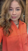 Orange Long Sleeve with Front Pocket Top
