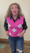Pink V  Neck One Size Sweater Vest