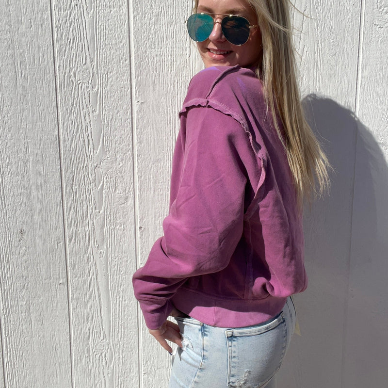 Purple Crop Sweatshirt - Country Lace Boutique