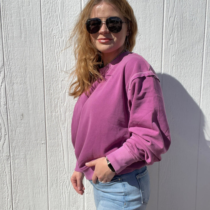 Purple Crop Sweatshirt - Country Lace Boutique