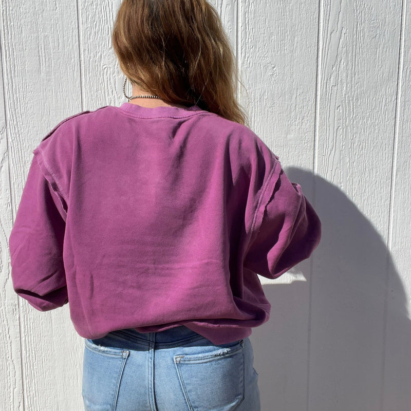 Purple Crop Sweatshirt - Country Lace Boutique