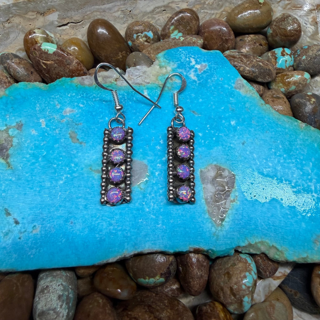 Purple Opal 4 Stone French Hook Sterling Silver Earring - Country Lace Boutique