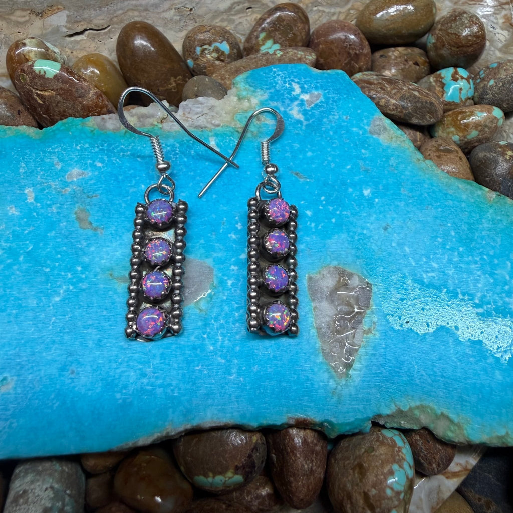 Purple Opal 4 Stone French Hook Sterling Silver Earring - Country Lace Boutique