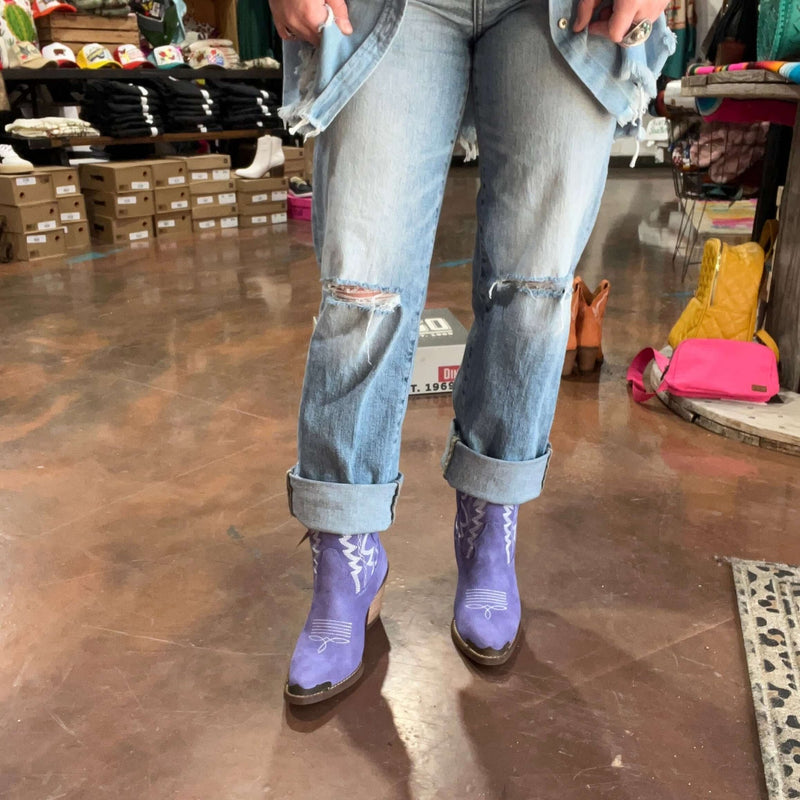 Purple Rough Out Shortie Dingo Joyride Boot size 7 - Country Lace Boutique