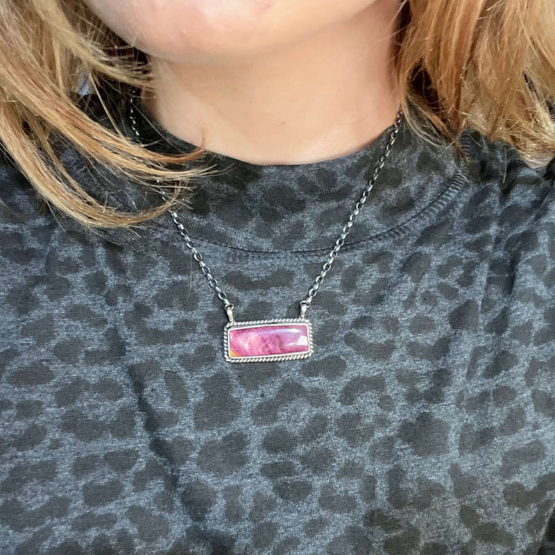 Purple Spiny Bar Sterling Silver Necklace - Country Lace Boutique