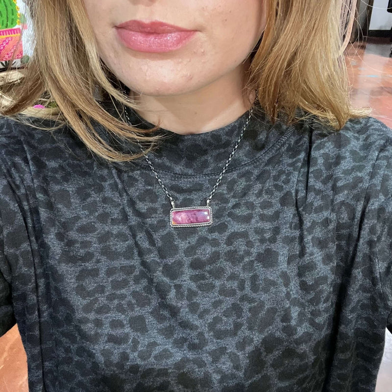 Purple Spiny Bar Sterling Silver Necklace - Country Lace Boutique