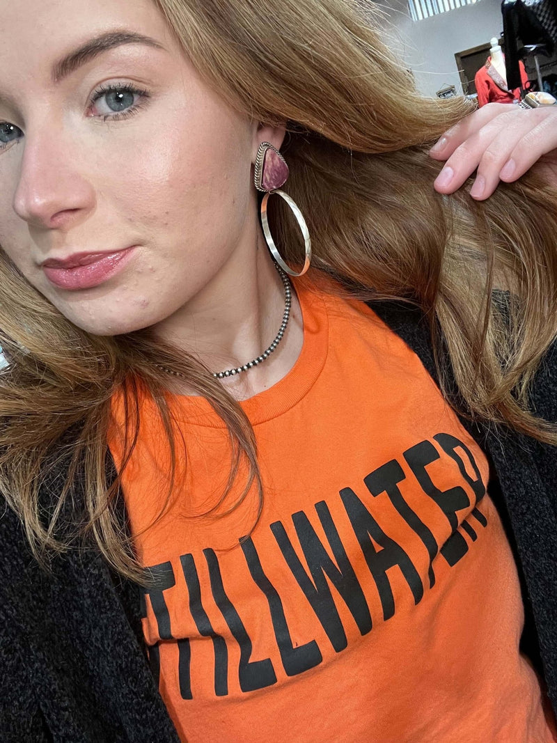 Purple Spiny Post Stamped Hoop Sterling Silver Earring - Country Lace Boutique