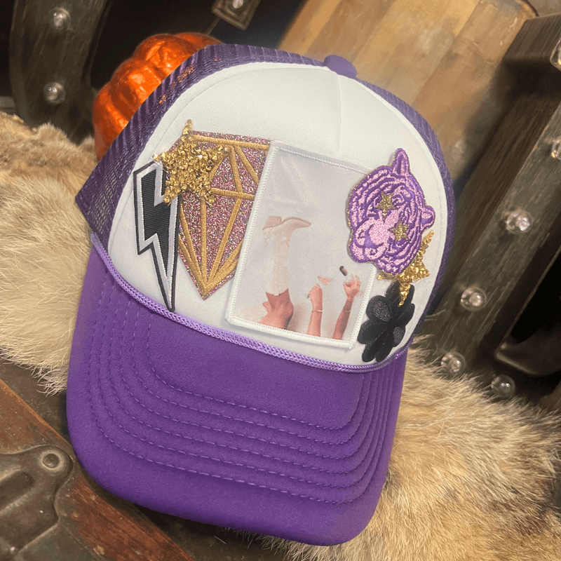 purple custom patch hat