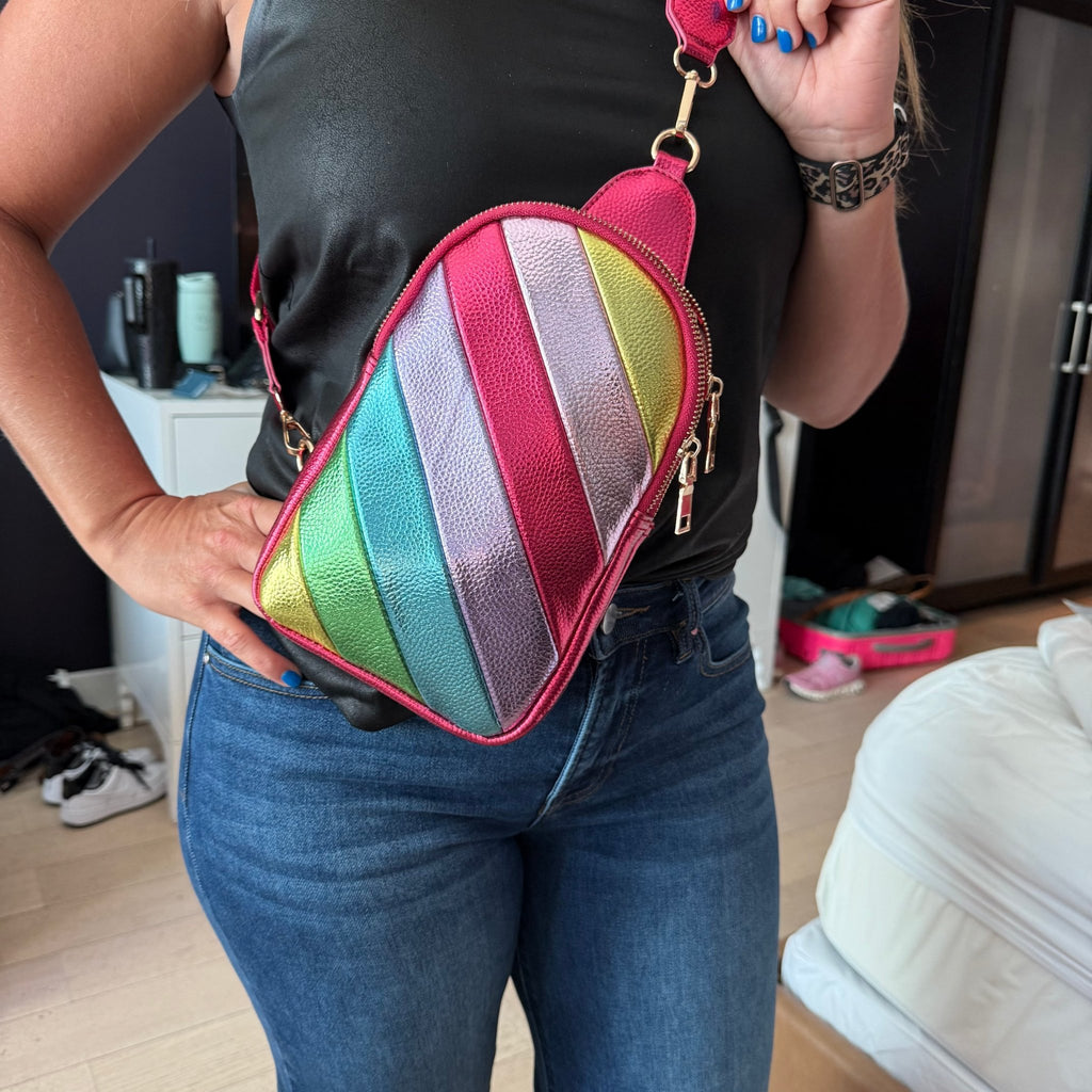 Rainbow Fun Cross Body Sling Purse - Country Lace Boutique