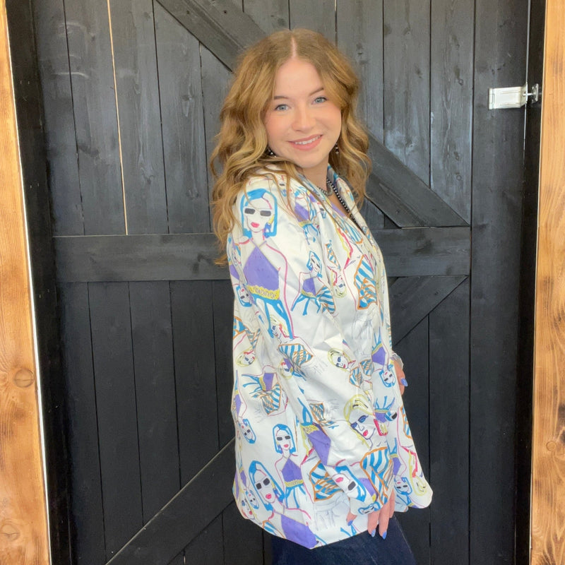 Real White Funky Blazer - Country Lace Boutique