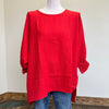 Red Blouse with Smocking Sleeves Top - Country Lace Boutique
