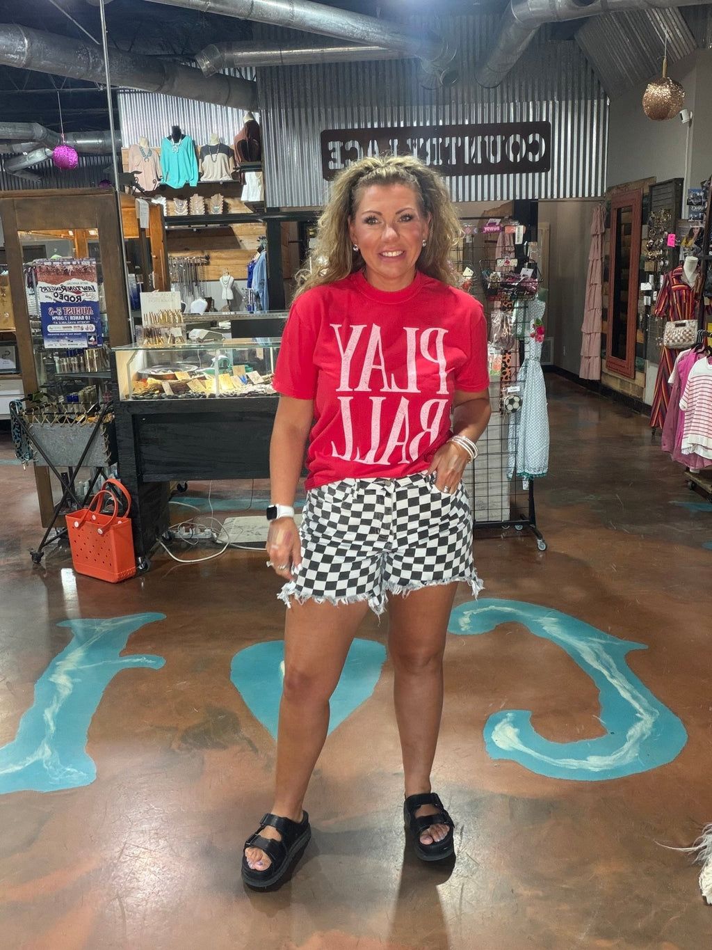 Red Comfort Color Play Ball Graphic Tee - Country Lace Boutique