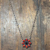 Red Coral Cluster with a Black Onyx Center Sterling Silver Necklace - Country Lace Boutique