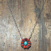 Red Coral Cluster with a Sonoran Gold Center Sterling Silver Necklace - Country Lace Boutique
