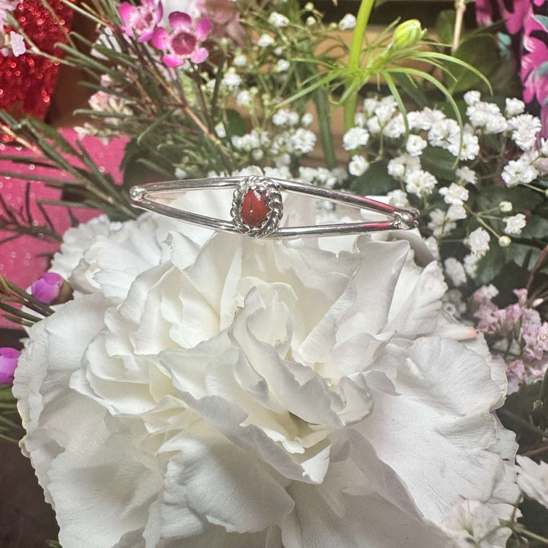 Red Coral Kid Cuff Sterling Silver Bracelet - Country Lace Boutique