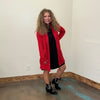 Red Embossed Long Sleeve Swing Cardigan/Jacket - Country Lace Boutique