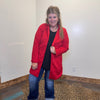 Red Embossed Long Sleeve Swing Cardigan/Jacket - Country Lace Boutique