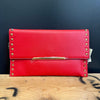 Red Gold Studded Clutch with Gold Chain Strap Purse - Country Lace Boutique