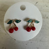Red Hot Cherry Gold Post Fashion Earrings - Country Lace Boutique