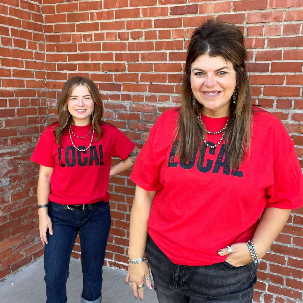 Red Local Crew Neck T-shirt - Country Lace Boutique