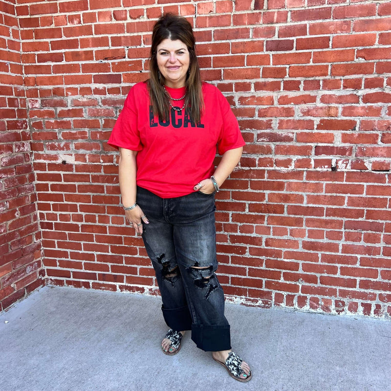 Red Local Crew Neck T-shirt - Country Lace Boutique