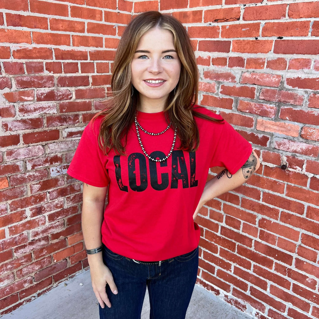 Red Local Crew Neck T-shirt - Country Lace Boutique