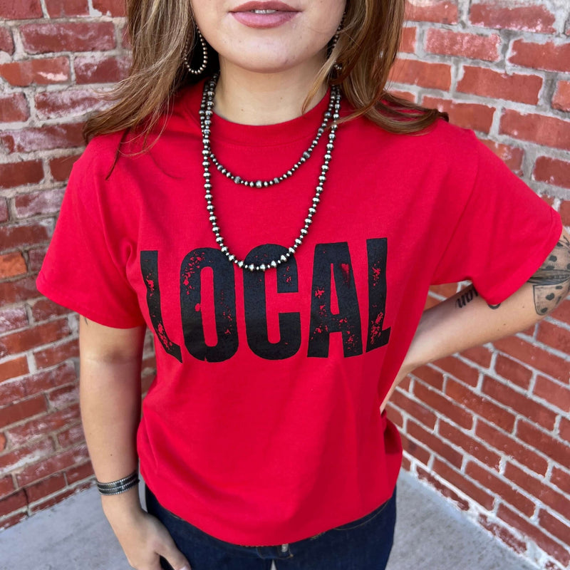 Red Local Crew Neck T-shirt - Country Lace Boutique
