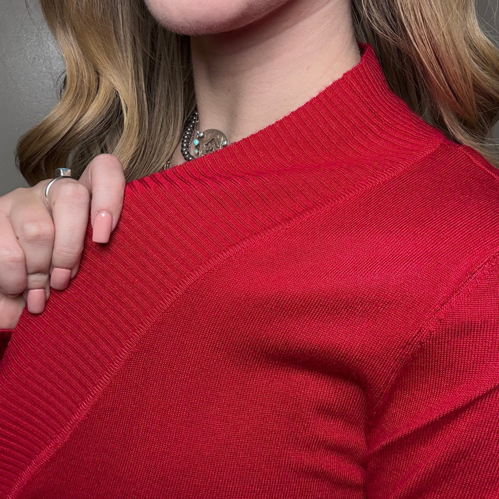 Red Long Sleeve Cardigan with Pockets - Country Lace Boutique