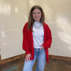 Red Long Sleeve Sweater Cardigan - Country Lace Boutique