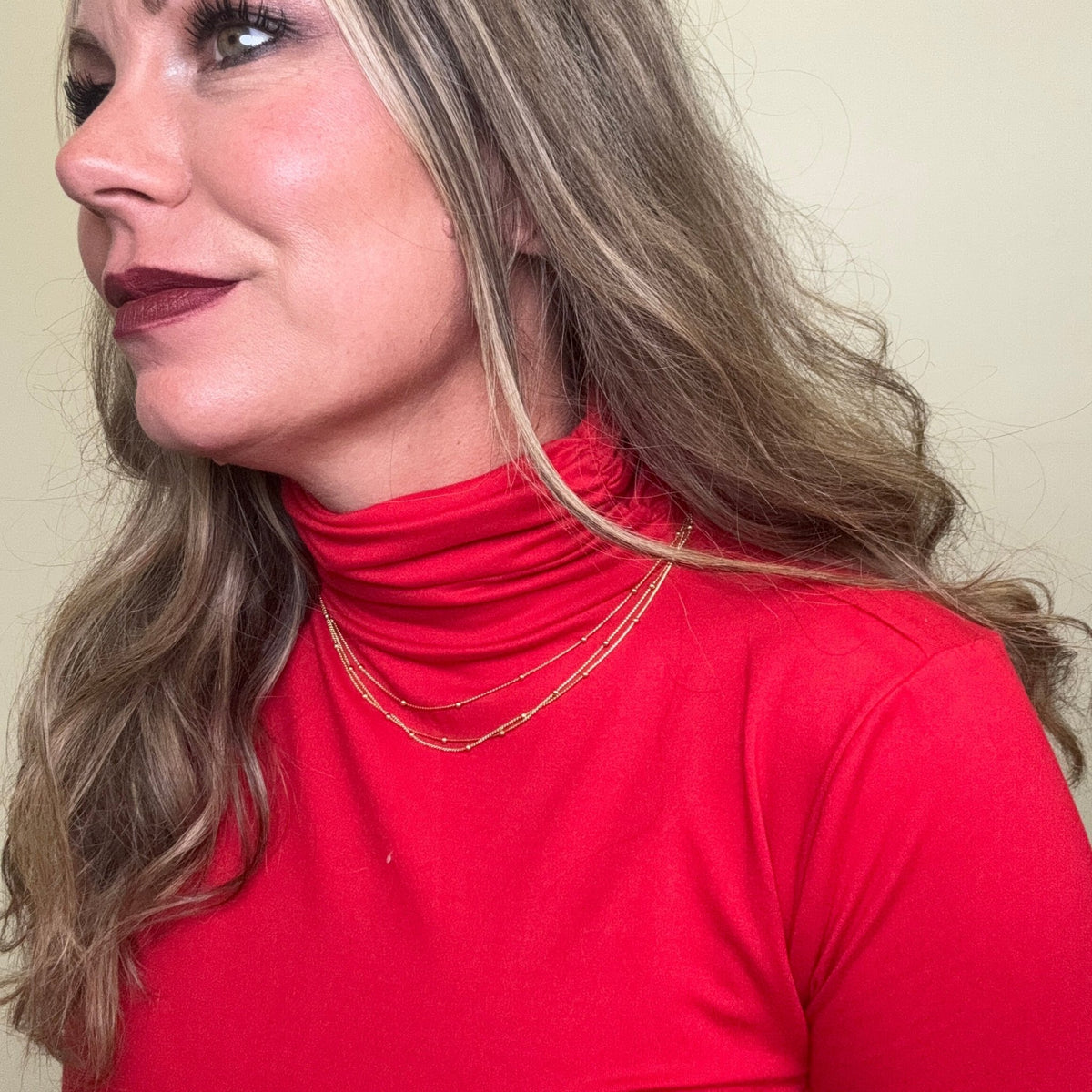 Red Longsleeve Turtle Neck Top - Country Lace Boutique