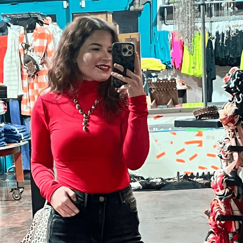 Red Mock Turtle Neck Bodysuit Top - Country Lace Boutique