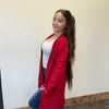 Red Open Front w/ Pockets Long Sleeve Cardigan - Country Lace Boutique