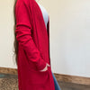 Red Open Front w/ Pockets Long Sleeve Cardigan - Country Lace Boutique