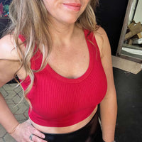 Red Ribbed Bra/ Crop Tank Top - Country Lace Boutique
