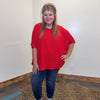 Red Ribbed Dolman Shortsleeve Top - Country Lace Boutique