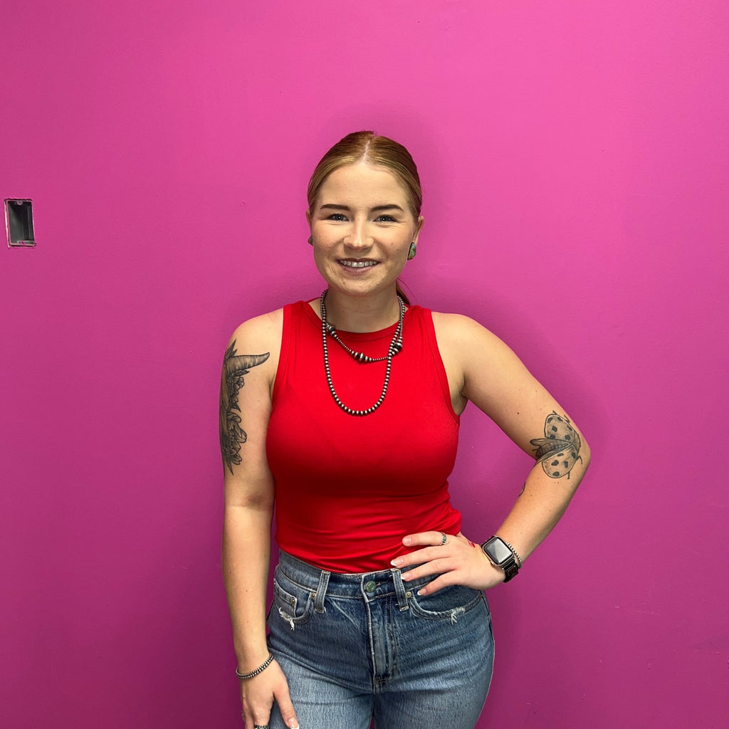 Red Tank Top Bodysuit - Country Lace Boutique